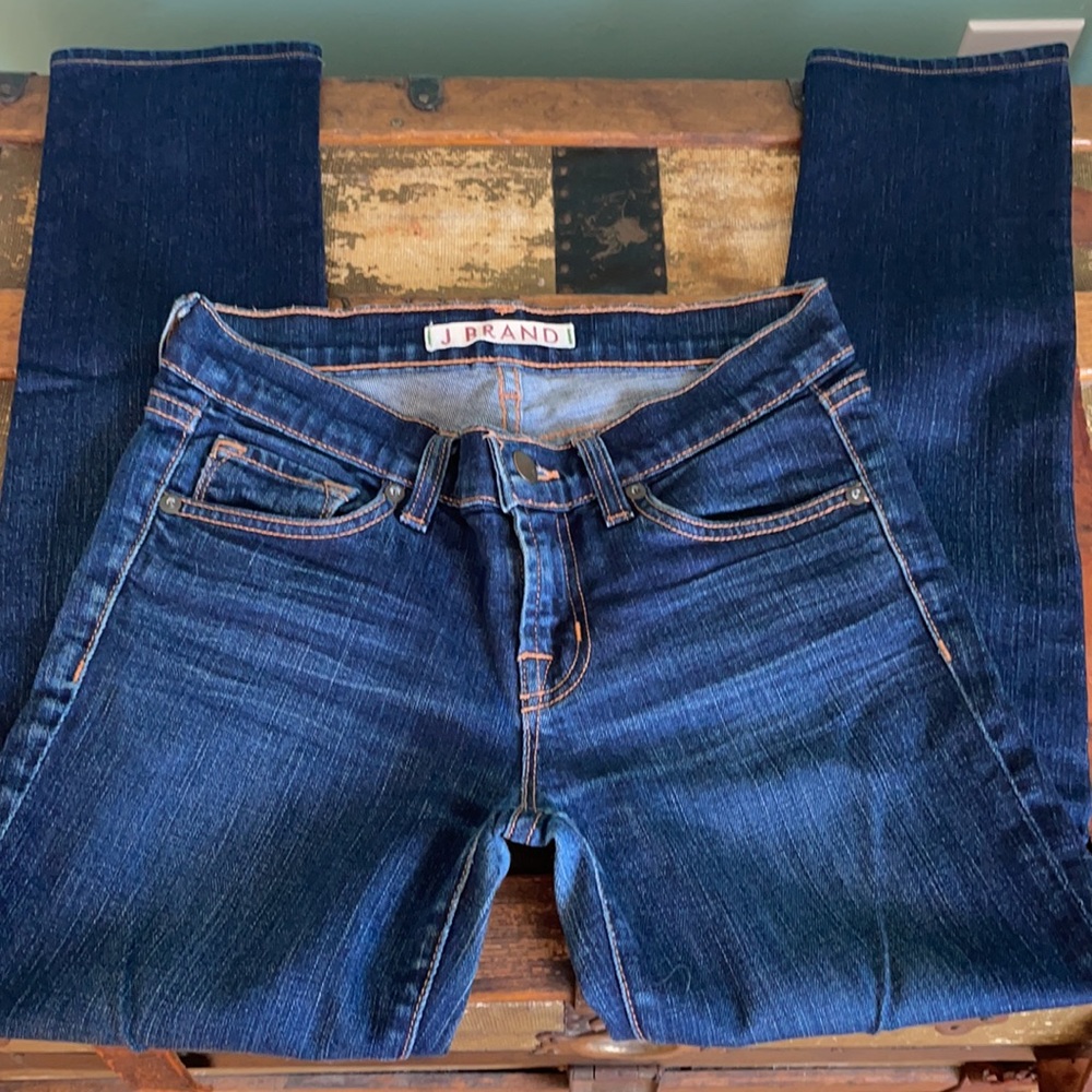 J BRAND WOMENS JEANS STRAIGHT LEG LIKE NEW 25 DARK DENIM